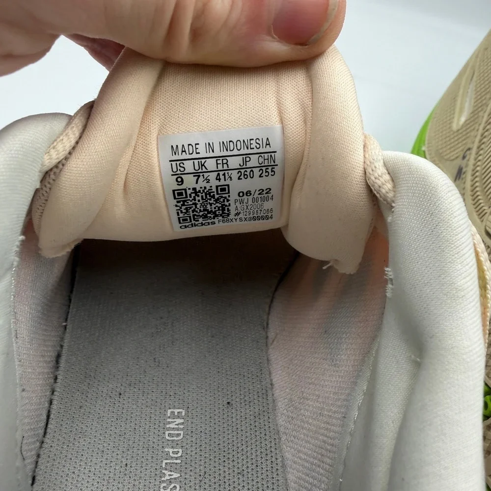 Adidas Bounce GX2006 Peach Pink Neon Green Running Shoes Womens Size 9